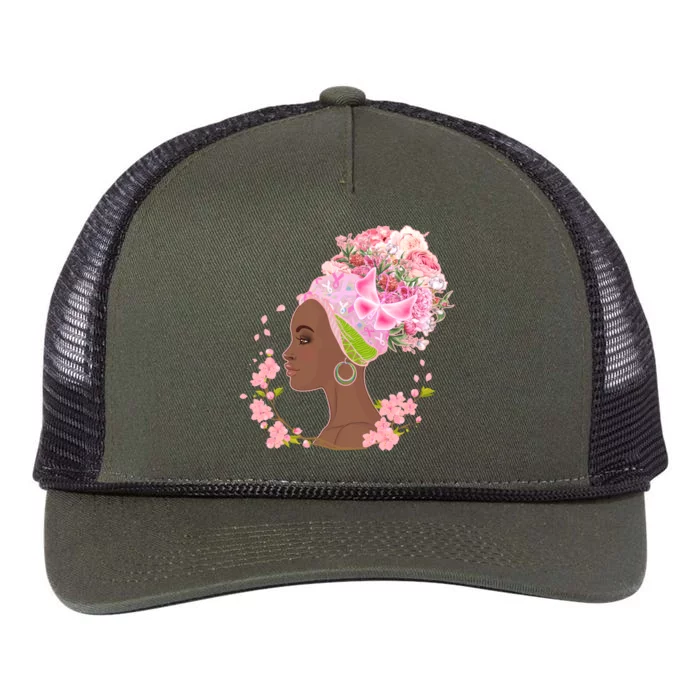 Breast Cancer Awareness Pink Flower Warrior Survivor Retro Rope Trucker Hat Cap