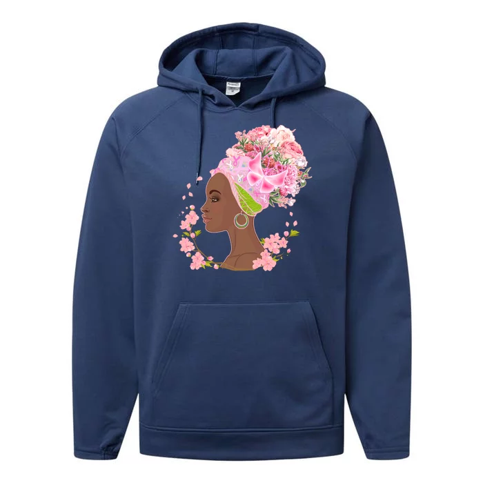 Breast Cancer Awareness Pink Flower Warrior Survivor Performance Fleece Hoodie