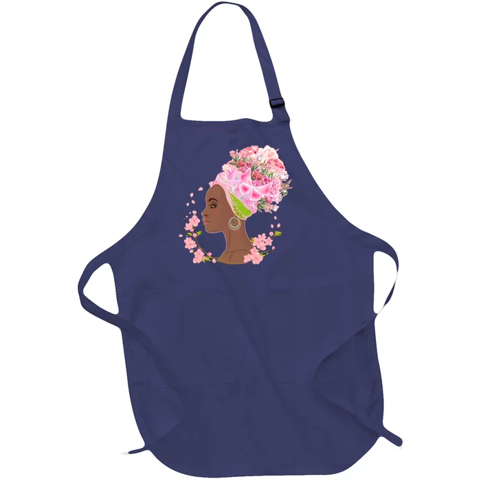 Breast Cancer Awareness Pink Flower Warrior Survivor Full-Length Apron With Pocket