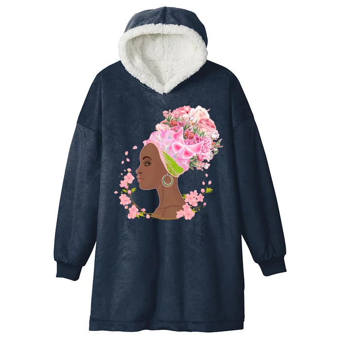 Breast Cancer Awareness Pink Flower Warrior Survivor Hooded Wearable Blanket