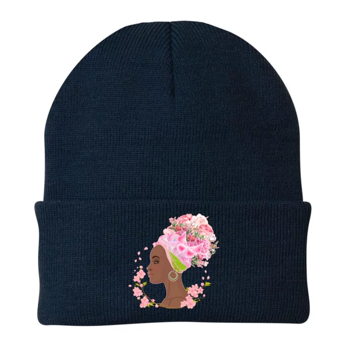 Breast Cancer Awareness Pink Flower Warrior Survivor Knit Cap Winter Beanie