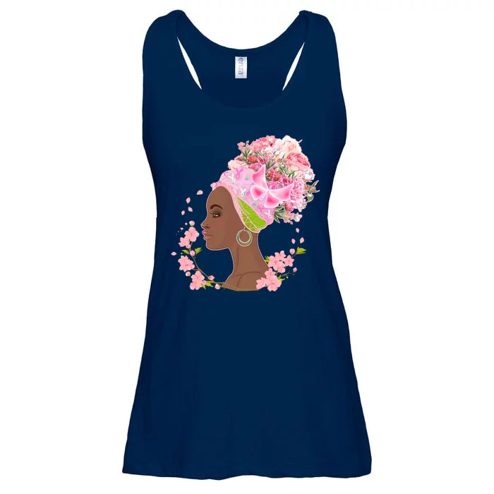 Breast Cancer Awareness Pink Flower Warrior Survivor Ladies Essential Flowy Tank