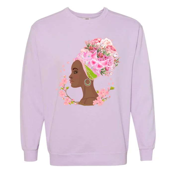 Breast Cancer Awareness Pink Flower Warrior Survivor Garment-Dyed Sweatshirt