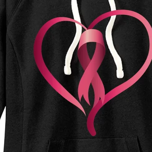 Breast Cancer Awareness Ribbon Heart Women's Fleece Hoodie