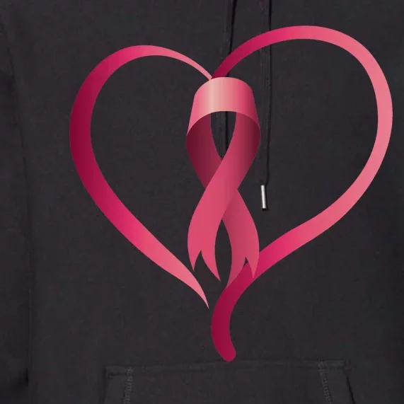 Breast Cancer Awareness Ribbon Heart Premium Hoodie