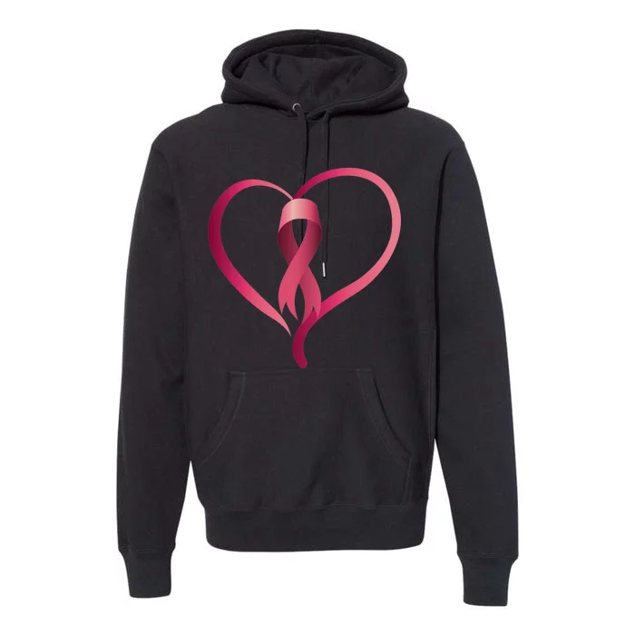 Breast Cancer Awareness Ribbon Heart Premium Hoodie