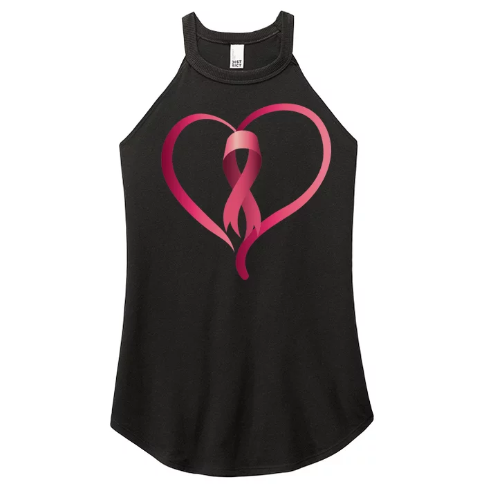 Breast Cancer Awareness Ribbon Heart Women’s Perfect Tri Rocker Tank