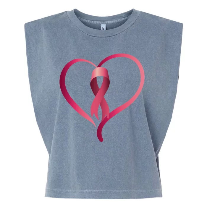 Breast Cancer Awareness Ribbon Heart Garment-Dyed Women's Muscle Tee