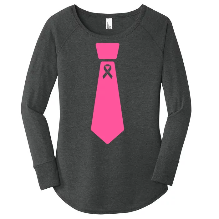 Breast Cancer Awareness Ribbon Tie Women's Perfect Tri Tunic Long Sleeve Shirt