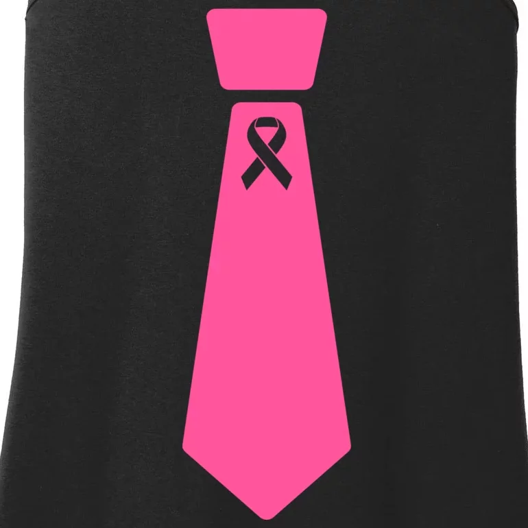 Breast Cancer Awareness Ribbon Tie Ladies Essential Tank