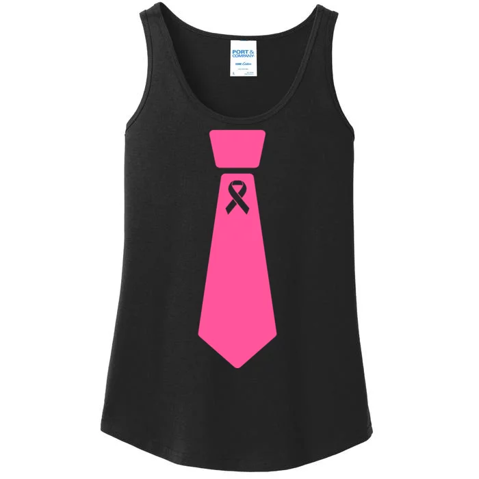 Breast Cancer Awareness Ribbon Tie Ladies Essential Tank