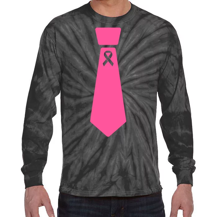 Breast Cancer Awareness Ribbon Tie Tie-Dye Long Sleeve Shirt