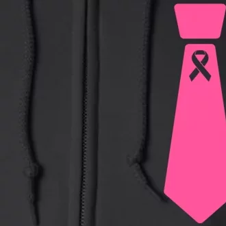 Breast Cancer Awareness Ribbon Tie Full Zip Hoodie