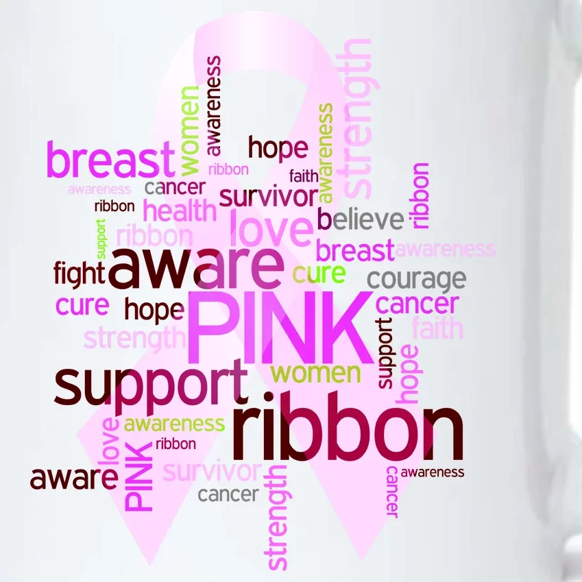 Breast Cancer Awareness Word Mash-Up Black Color Changing Mug