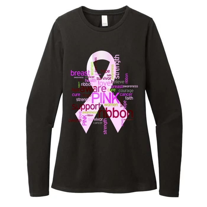 Breast Cancer Awareness Word Mash-Up Womens CVC Long Sleeve Shirt