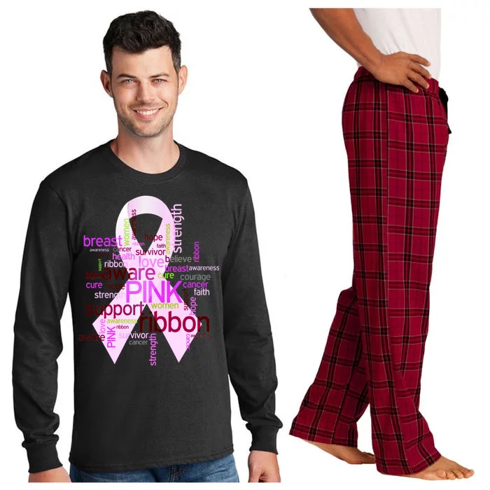 Breast Cancer Awareness Word Mash-Up Long Sleeve Pajama Set