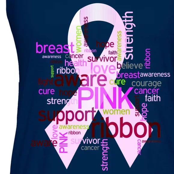 Breast Cancer Awareness Word Mash-Up Ladies Essential Flowy Tank