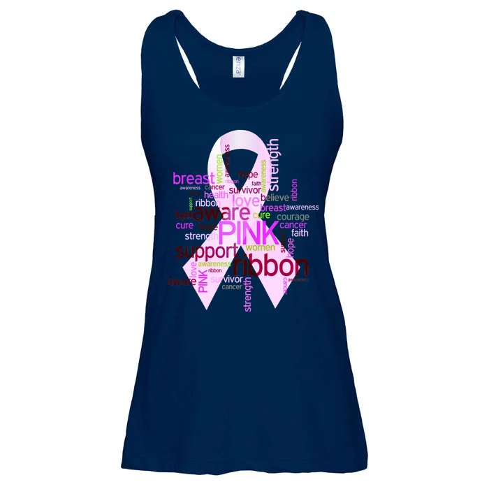 Breast Cancer Awareness Word Mash-Up Ladies Essential Flowy Tank