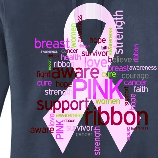 Breast Cancer Awareness Word Mash-Up Women's Pullover Hoodie