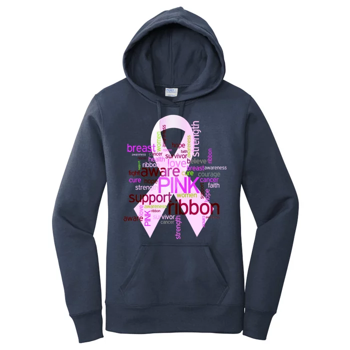 Breast Cancer Awareness Word Mash-Up Women's Pullover Hoodie