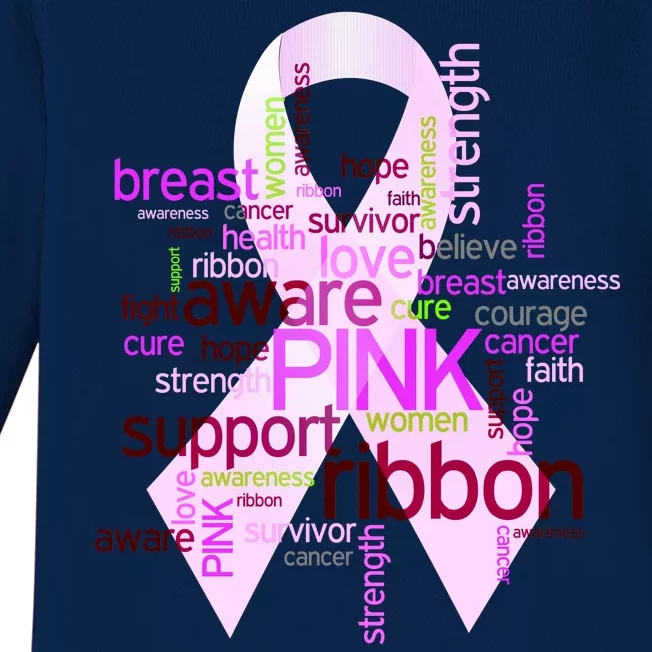 Breast Cancer Awareness Word Mash-Up Baby Long Sleeve Bodysuit