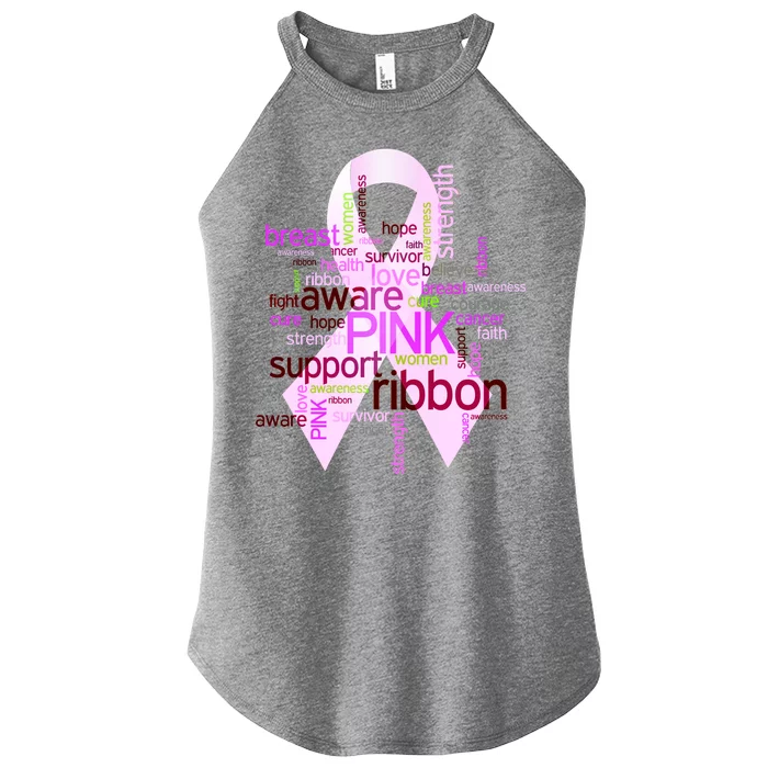 Breast Cancer Awareness Word Mash-Up Women’s Perfect Tri Rocker Tank