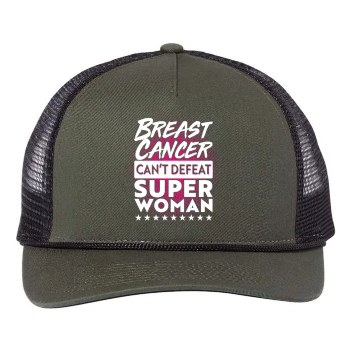 Breast Cancer Can't Defeat Super Woman Retro Rope Trucker Hat Cap