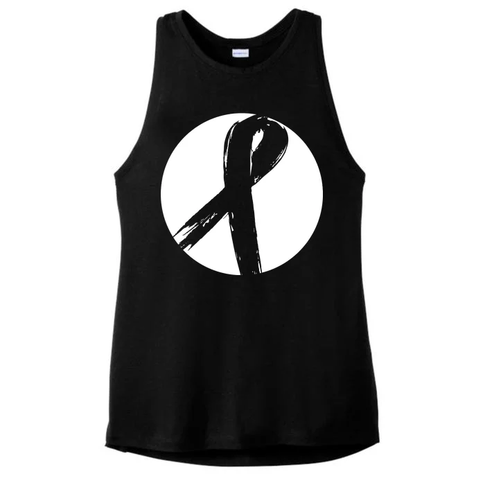 Breast Cancer Circle Ribbon Logo Ladies Tri-Blend Wicking Tank