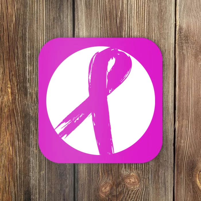 Breast Cancer Circle Ribbon Logo Coaster