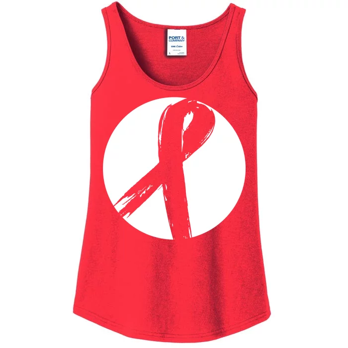 Breast Cancer Circle Ribbon Logo Ladies Essential Tank