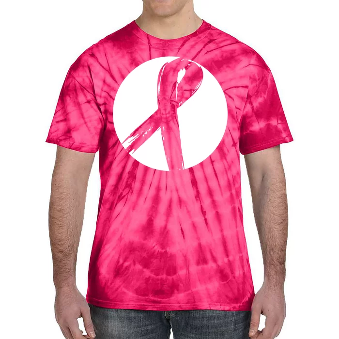 Breast Cancer Circle Ribbon Logo Tie-Dye T-Shirt