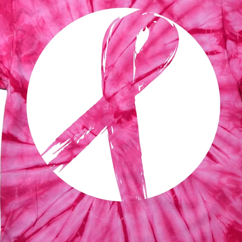 Breast Cancer Circle Ribbon Logo Tie-Dye T-Shirt