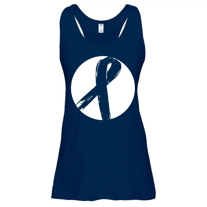 Breast Cancer Circle Ribbon Logo Ladies Essential Flowy Tank