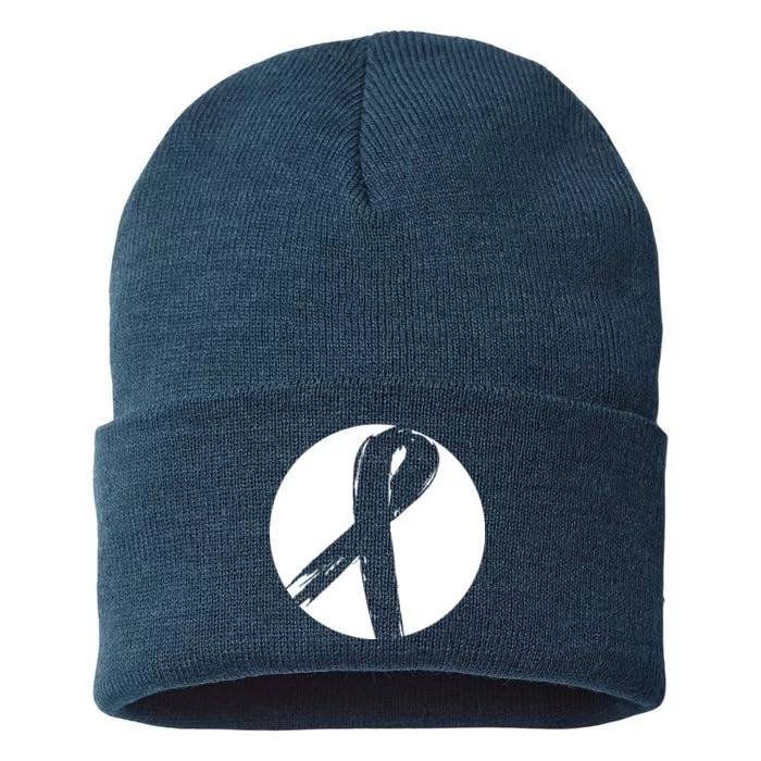 Breast Cancer Circle Ribbon Logo Sustainable Knit Beanie