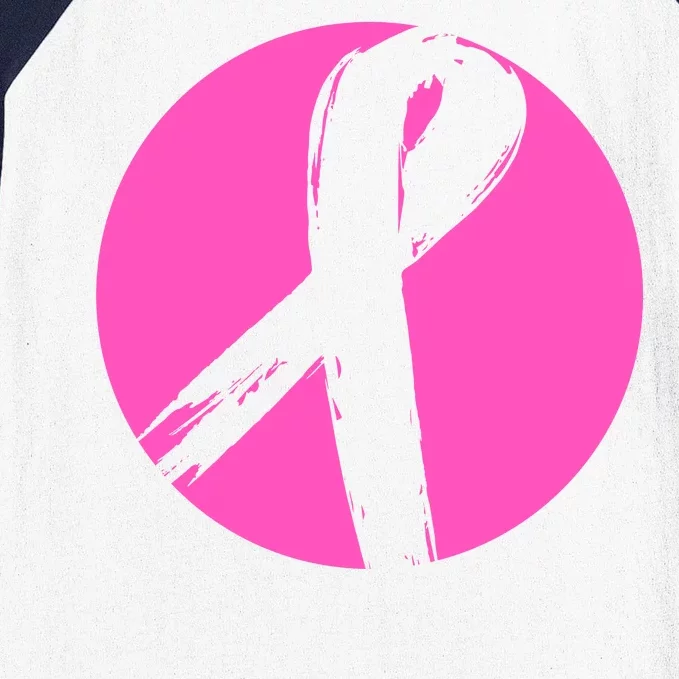 Breast Cancer Circle Ribbon Logo Baseball Sleeve Shirt