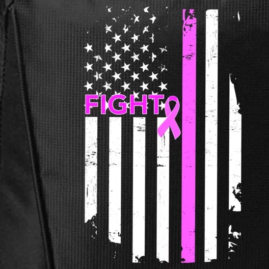 Breast Cancer Fight Ribbon Flag City Backpack