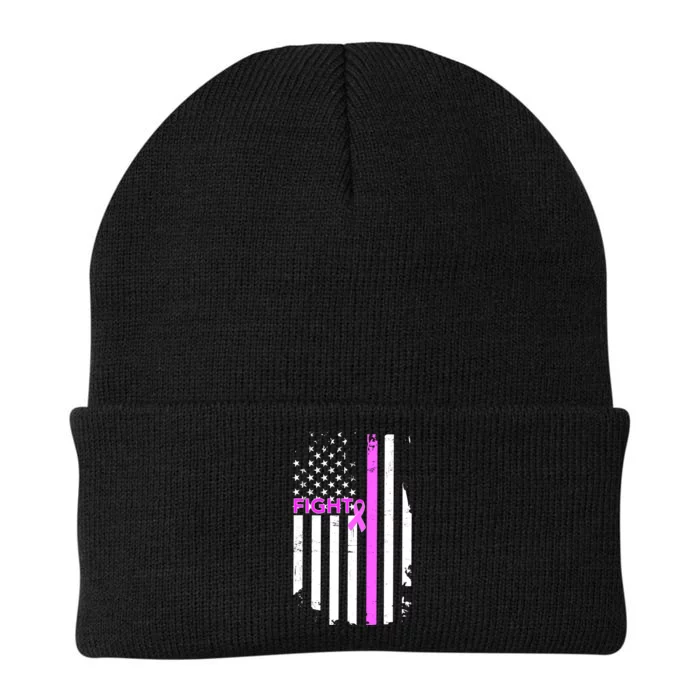 Breast Cancer Fight Ribbon Flag Knit Cap Winter Beanie