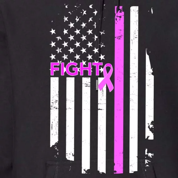 Breast Cancer Fight Ribbon Flag Premium Hoodie