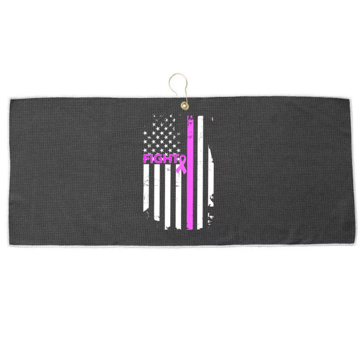 Breast Cancer Fight Ribbon Flag Large Microfiber Waffle Golf Towel