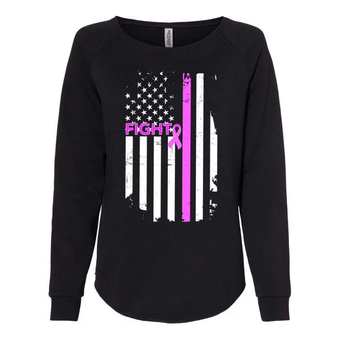 Breast Cancer Fight Ribbon Flag Womens California Wash Sweatshirt