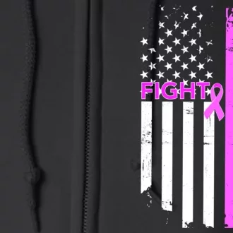 Breast Cancer Fight Ribbon Flag Full Zip Hoodie