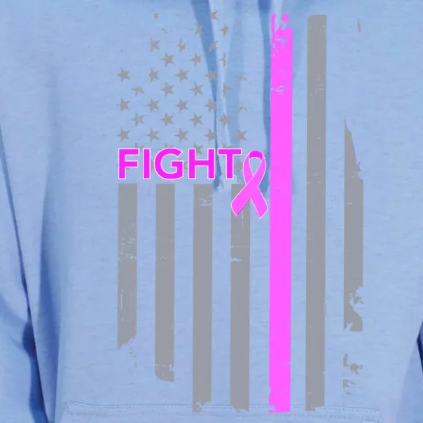 Breast Cancer Fight Ribbon Flag Unisex Surf Hoodie