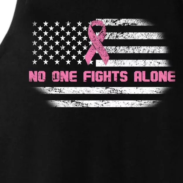 Breast Cancer Flag No One Fights Alone Ladies Tri-Blend Wicking Tank