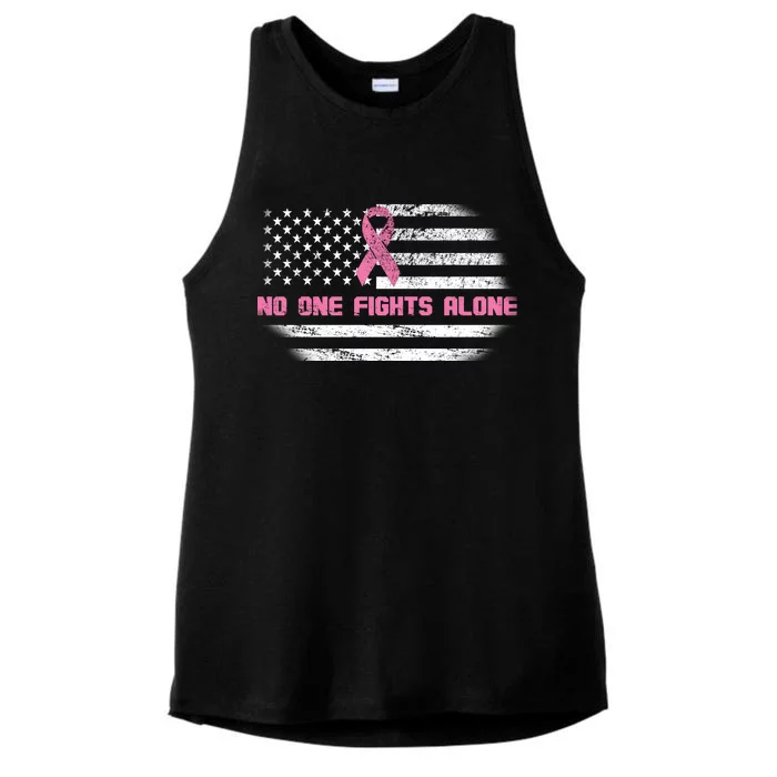 Breast Cancer Flag No One Fights Alone Ladies Tri-Blend Wicking Tank