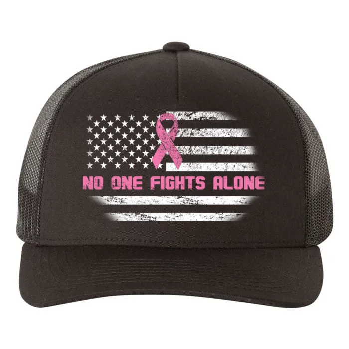 Breast Cancer Flag No One Fights Alone Yupoong Adult 5-Panel Trucker Hat