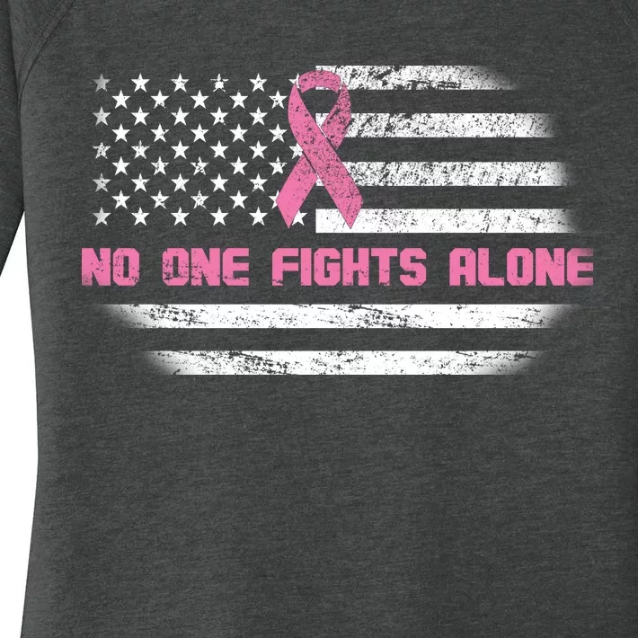 Breast Cancer Flag No One Fights Alone Women's Perfect Tri Tunic Long Sleeve Shirt