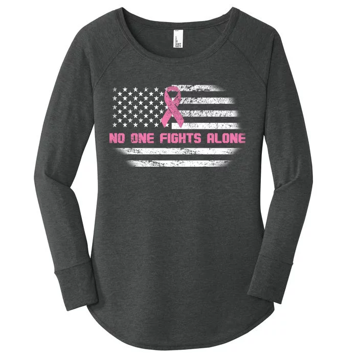 Breast Cancer Flag No One Fights Alone Women's Perfect Tri Tunic Long Sleeve Shirt