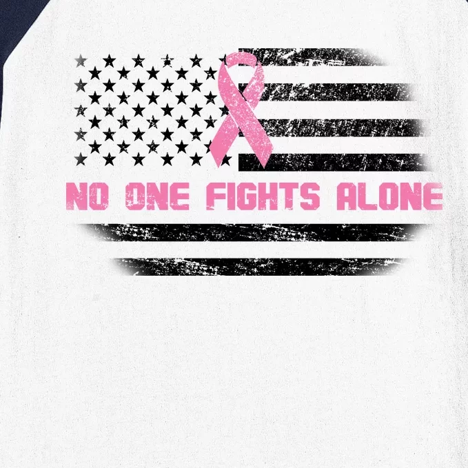 Breast Cancer Flag No One Fights Alone Baseball Sleeve Shirt