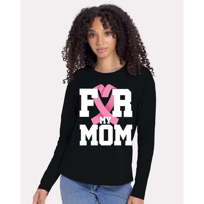 Breast Cancer For My Mom Womens Cotton Relaxed Long Sleeve T-Shirt