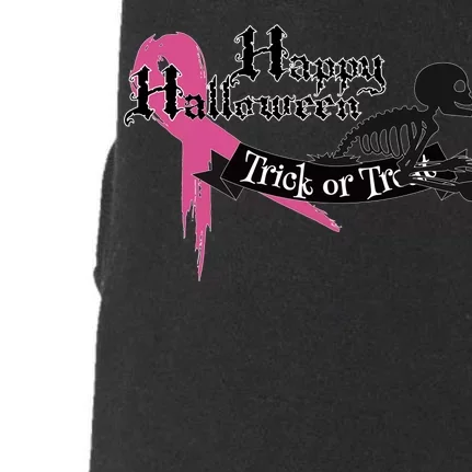 Breast Cancer Happy Halloween Skeleton Doggie 3-End Fleece Hoodie